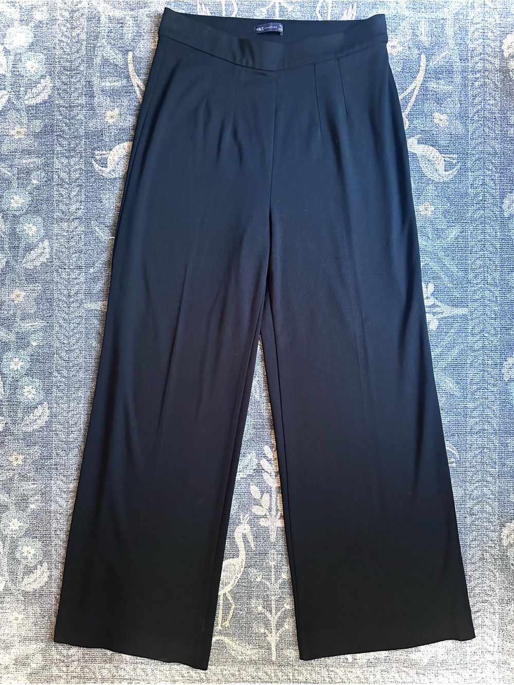 M&S Marks & Spencer Collection Black Wide Leg Stretch Pants 14L